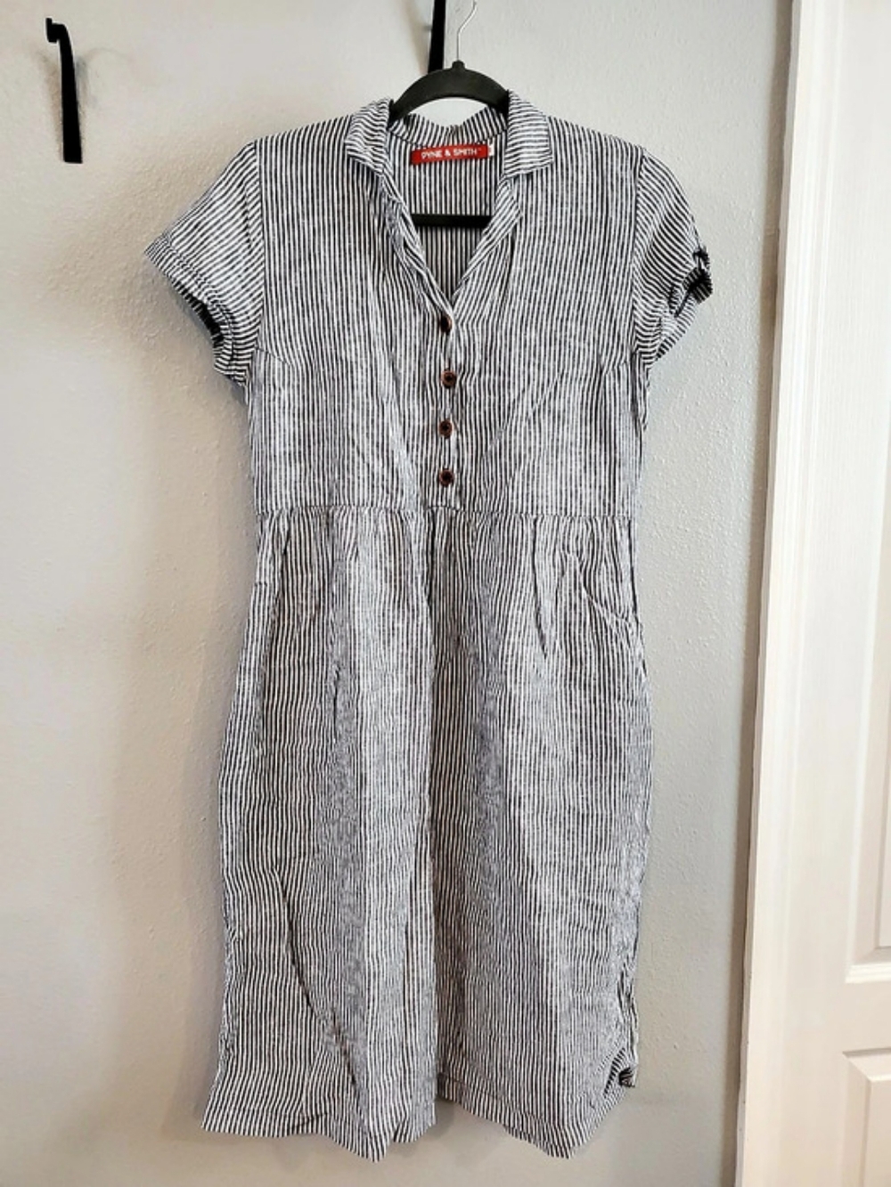 Pyne & Smith Striped Dress in Blue & White